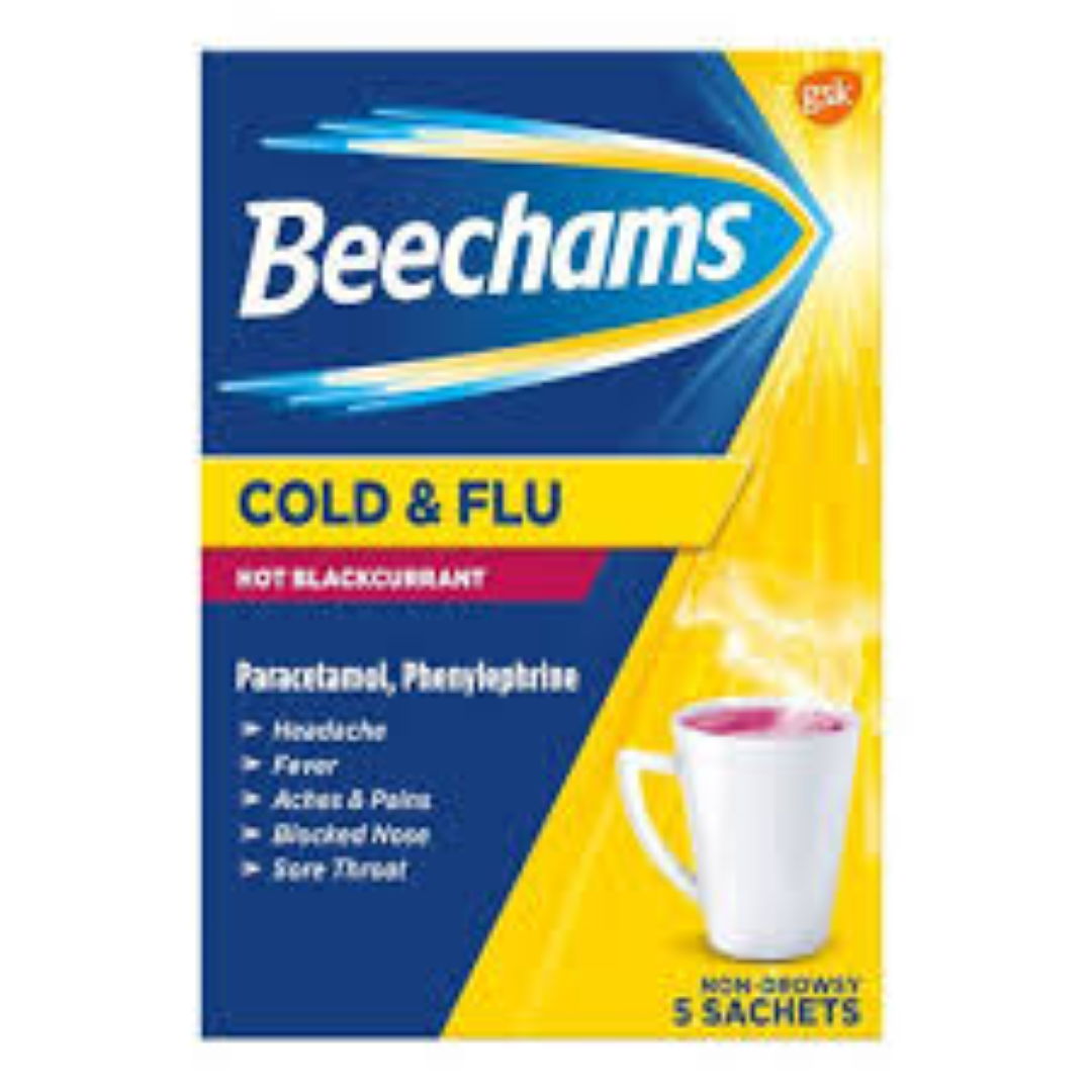 BEECHAM POWDERS COLD N FLU HOT B/CURRANT 5'S